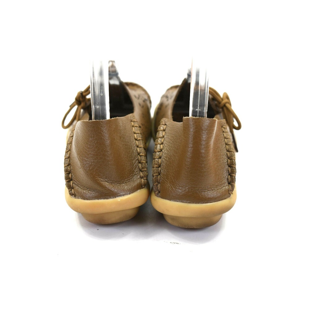 Socofy Women's Brown Leather Slip On Loafers Driving Shoes Mocassins flats US‎ 9 - Picture 8 of 11